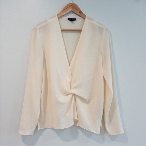 TOPSHOP Elegant Cream Twist Front Women's Top - Picture 5 of 11
